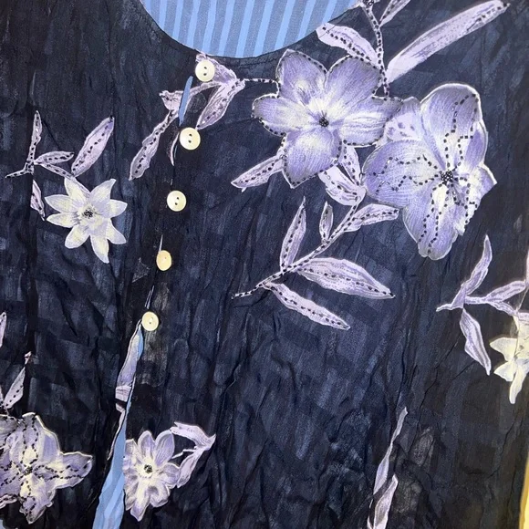 Vintage Pretty Beaded Floral Button Down Blouse Top - Picture 4 of 8